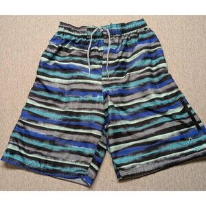 NIKE VAPOR GLOW VOLLEY SHEDS WATER BLUE CARGO BOARD SWIM TRUNK SHORTS Large